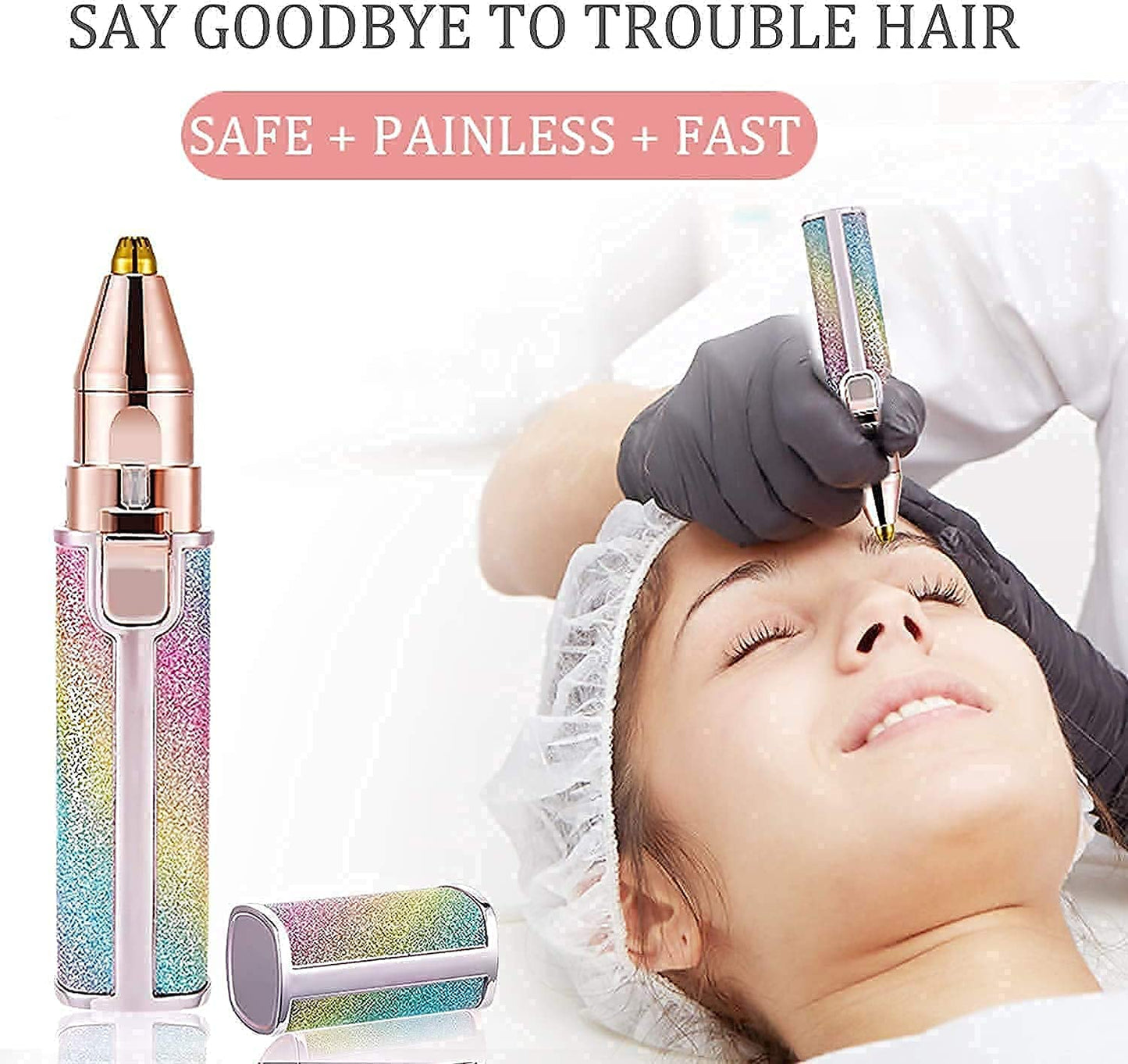 2 in 1 Rainbow Blowless Painless Face Hair Removal Machine for Women