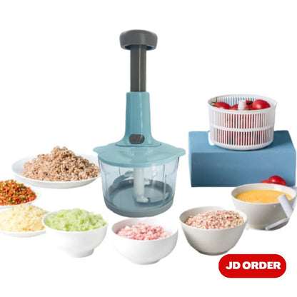 Manual Hand Push Chopper for Vegetables, Meat, and Fruits