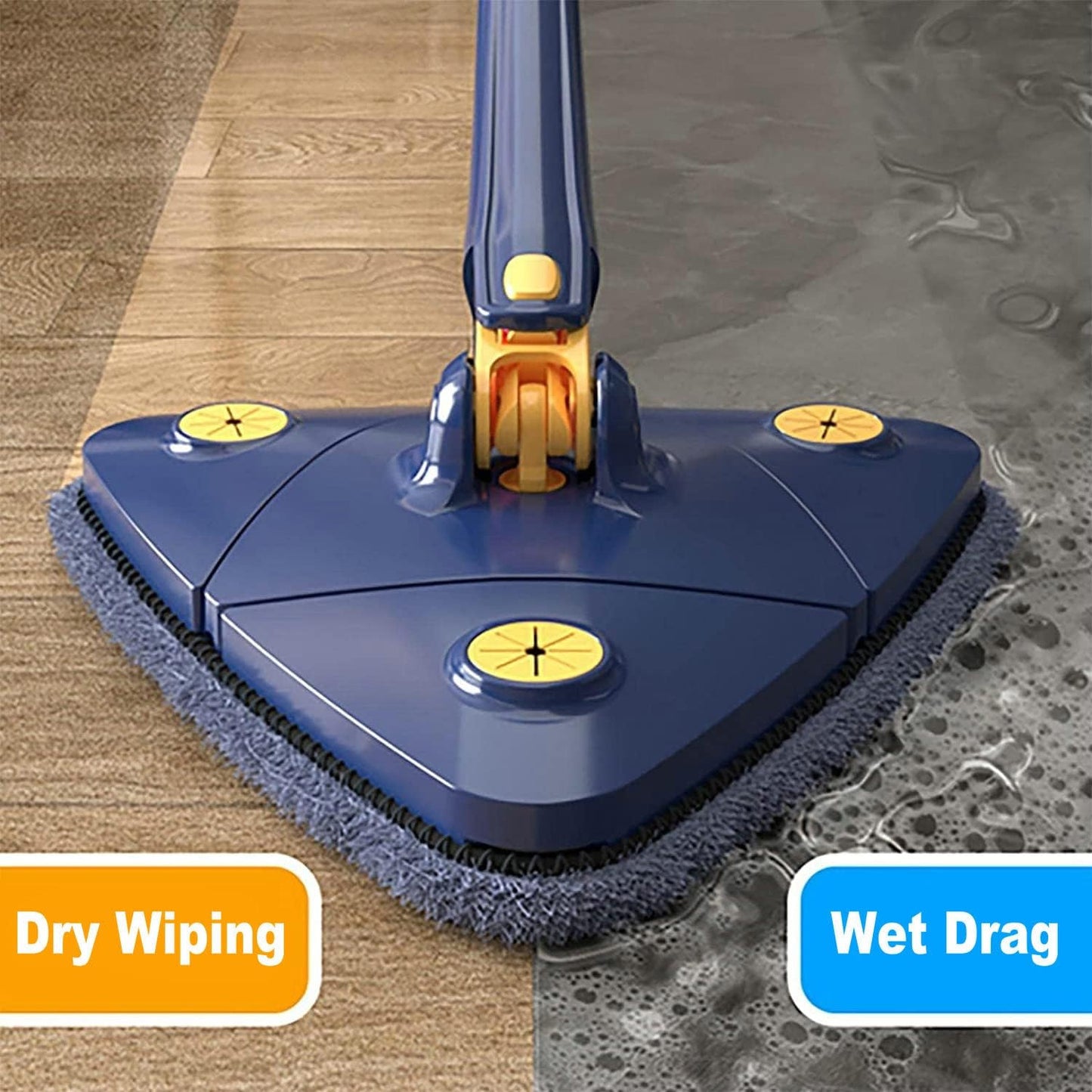 360° Rotatable Adjustable Cleaning Mop Triangle Mop with Stainless Steel Long Handle Push-Pull Squeezing Cleaning Mop Dry & Wet Mop for Floor, Windows, Cleaning